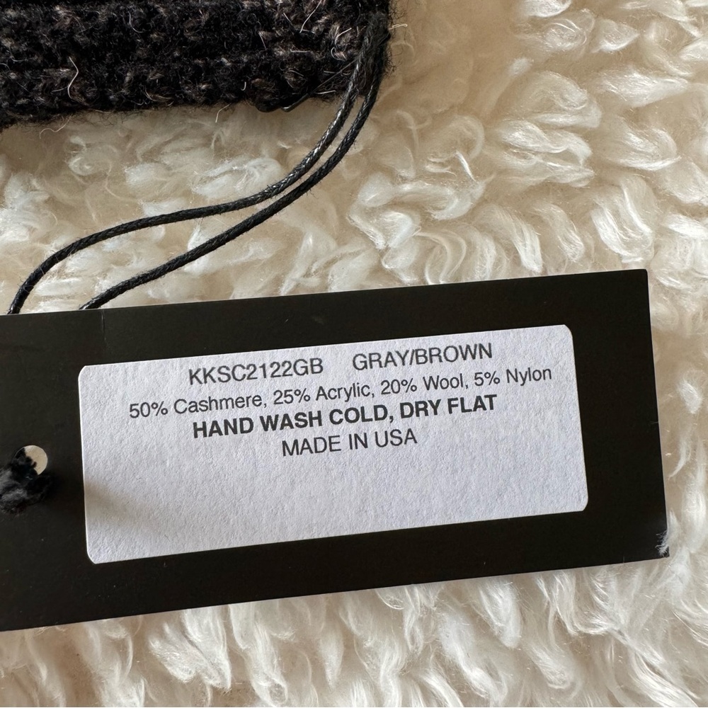 Kevin Kramp Ribbed scarf brown/gray Cashmere blend NEW - Picture 7 of 9
